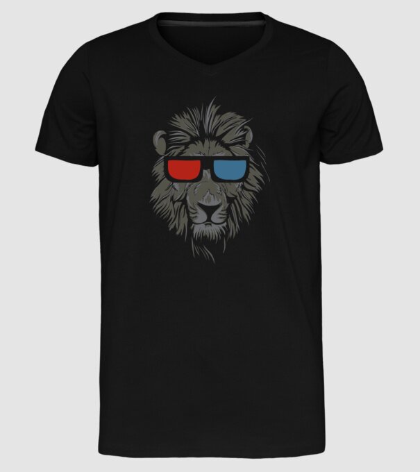 Leu 3d model negru pe tricou
