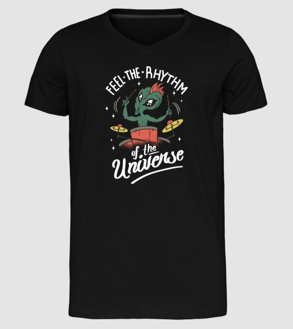 Alien baterist model negru pe tricou