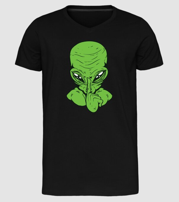 Alien Psst model negru pe tricou