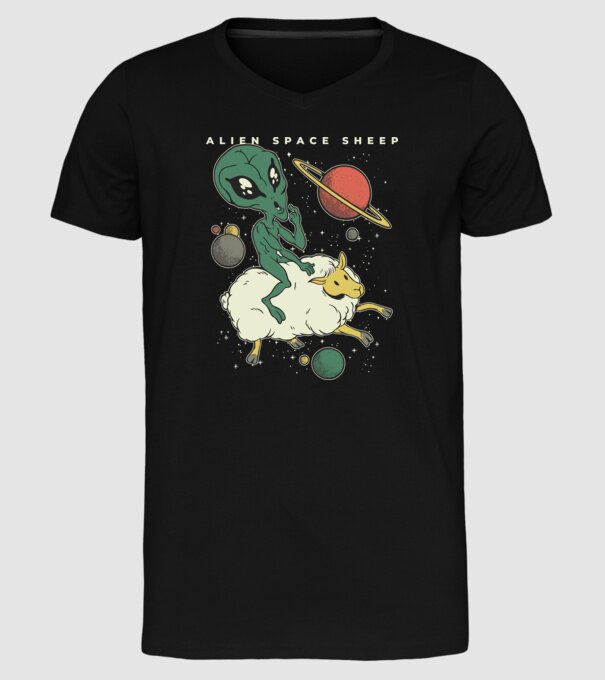 Alien În spațiu model negru pe tricou