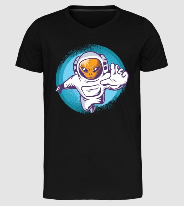 Alien Astronaut model negru pe tricou