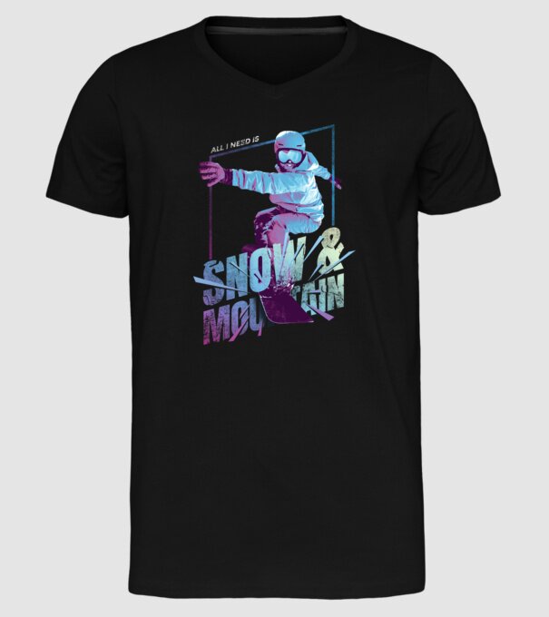All I need is Snowboard model negru pe tricou