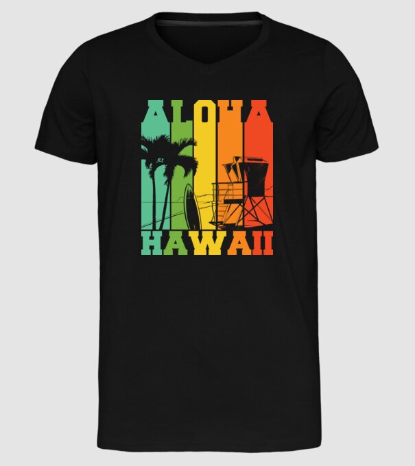 Aloha Hawaii model negru pe tricou