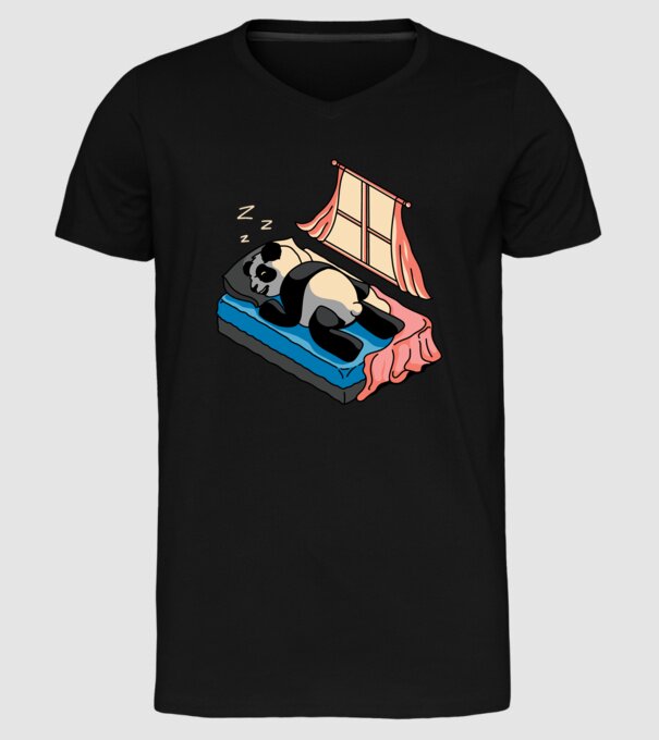 Panda dormind model negru pe tricou