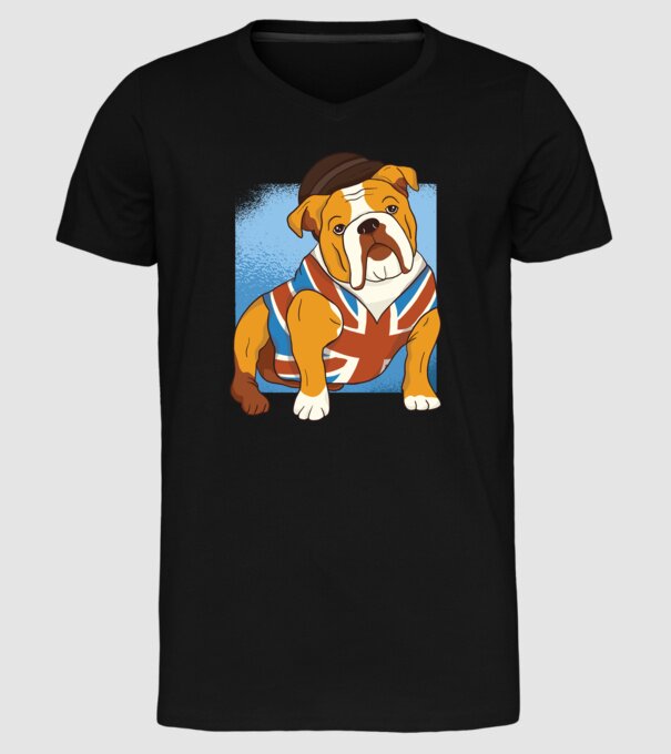 Bulldog englezesc model negru pe tricou