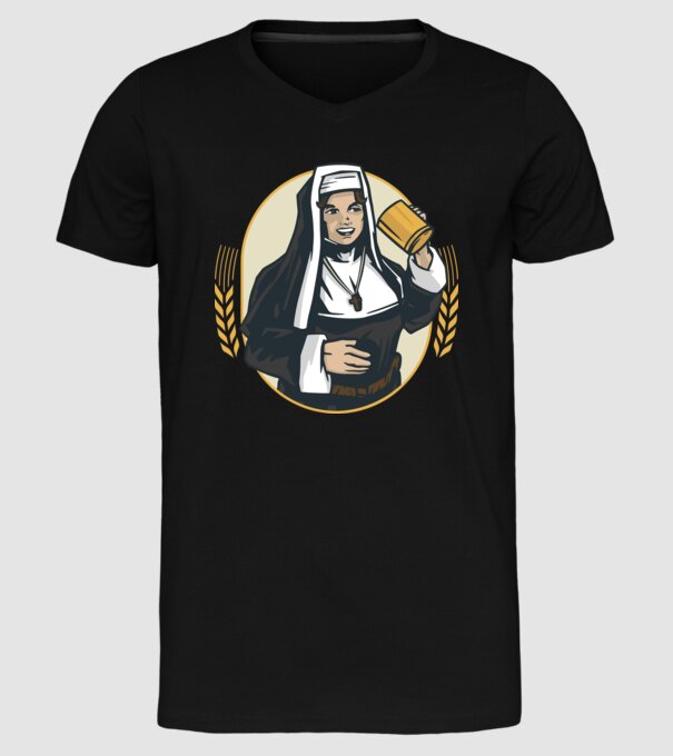 Bere Călugăriță model negru pe tricou
