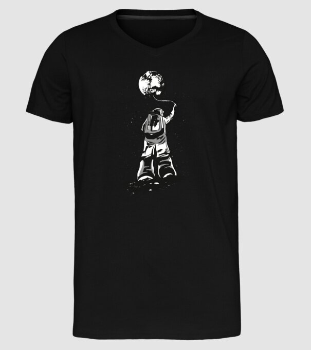 Astronaut Lună model negru pe tricou