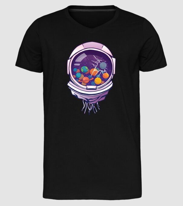 Cască de astronaut model negru pe tricou