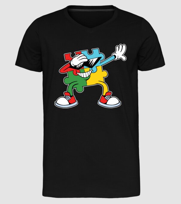 Autist DAB Puzzle model negru pe tricou