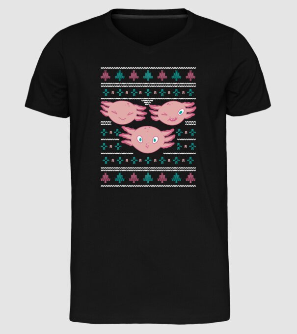 Pulover urât Axolotl model negru pe tricou
