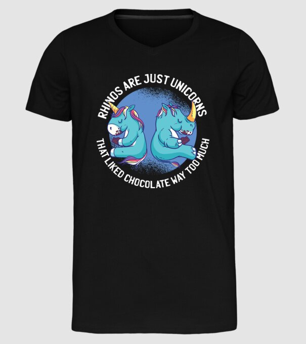 Rinocerul este, de asemenea, un unicorn model negru pe tricou