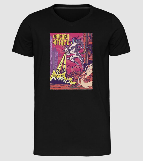 Atacul Unicornului model negru pe tricou