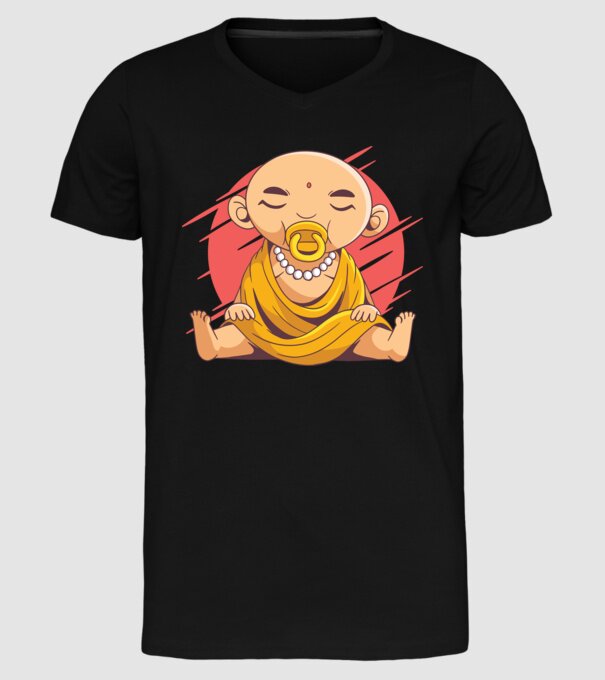 Baby Buddha cu suzetă tricou amuzant model negru pe tricou