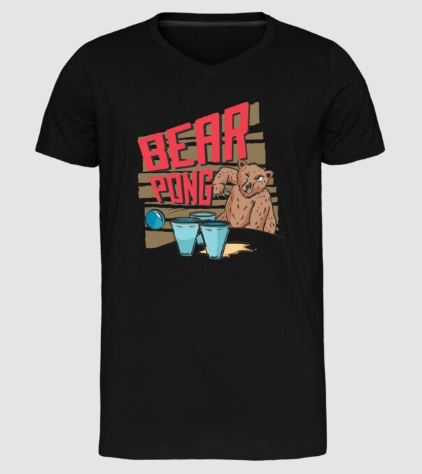Bear Pong model negru pe tricou