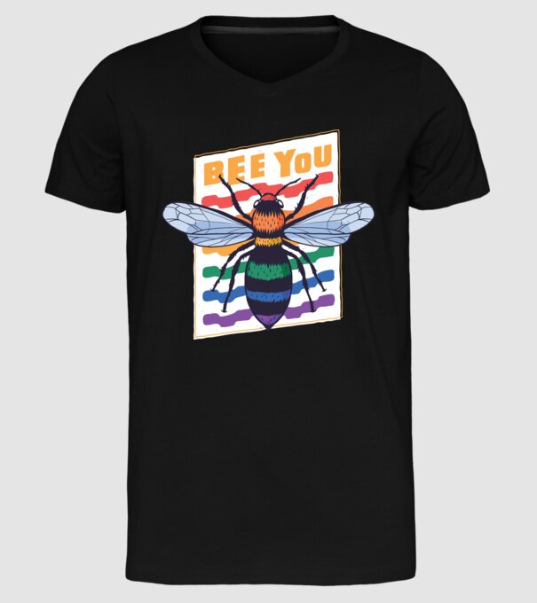 Bee You Pride model negru pe tricou