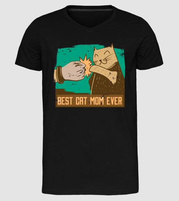 Best Cat Mom Ever - Cea mai bună mamă cu pisici model negru pe tricou