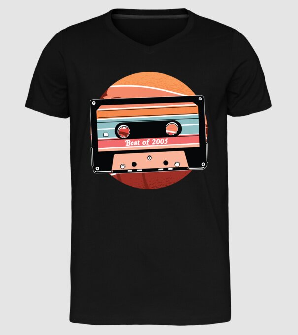 Best of 2005 retro Tape Birthday model negru pe tricou