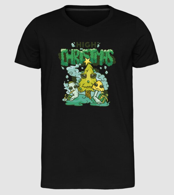 Crăciun drogat model negru pe tricou
