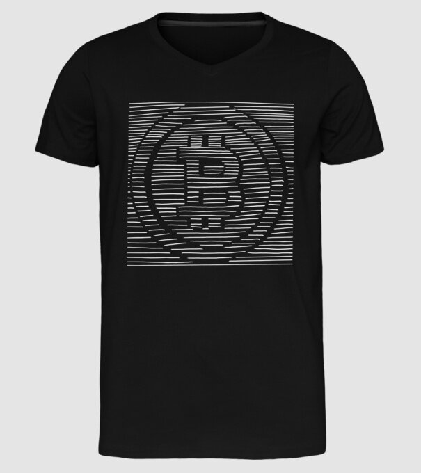 Linii 3d Bitcoin model negru pe tricou