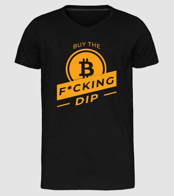 Bitcoin - Buy the fucking dip model negru pe tricou