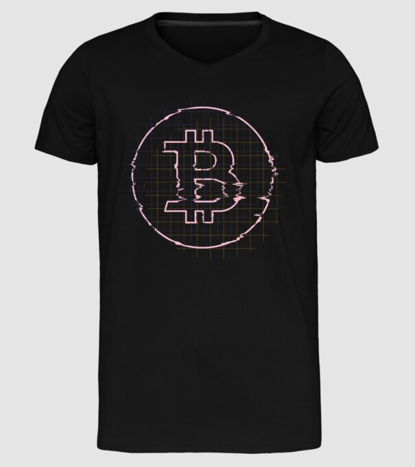 Bitcoin Glitch model negru pe tricou