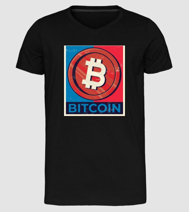 Bitcoin Criptomonedă model negru pe tricou