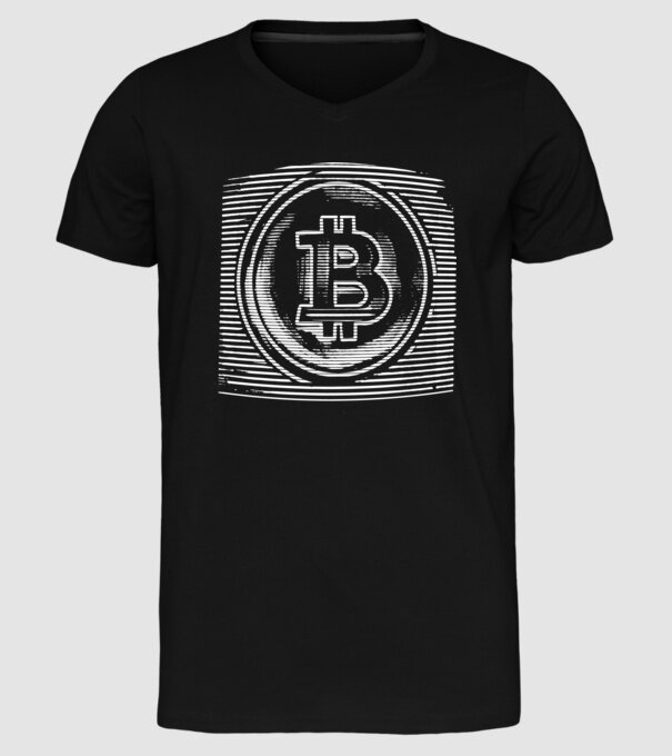 Bitcoin logo model negru pe tricou