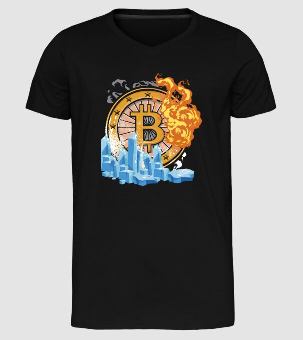 Logo Bitcoin model negru pe tricou