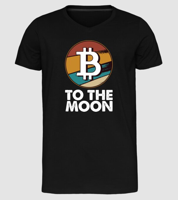 Bitcoin to the moon model negru pe tricou