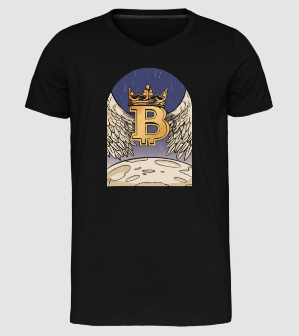 Bitcoin To The Moon Aselenizare model negru pe tricou
