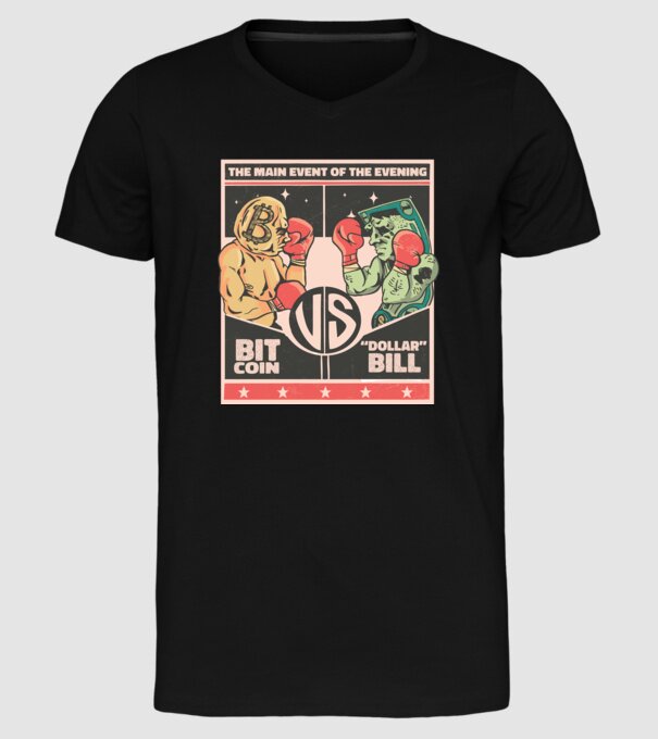 Bitcoin Vs Dolarul SUA model negru pe tricou