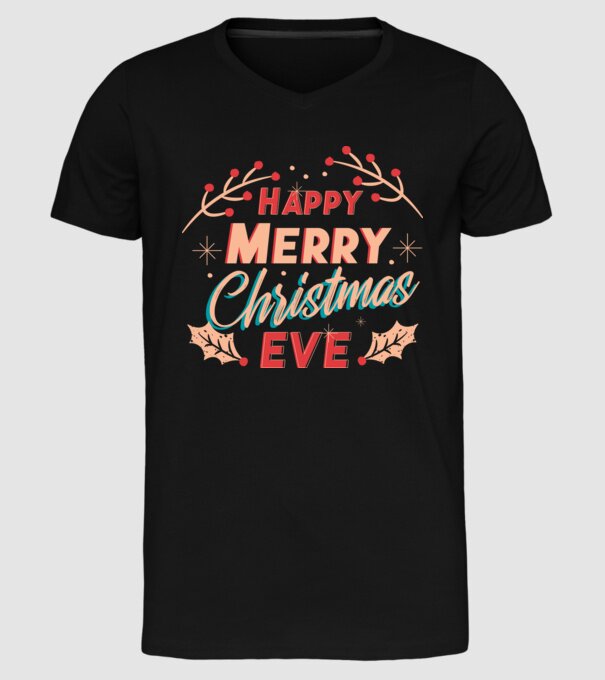 Crăciun Fericit model negru pe tricou