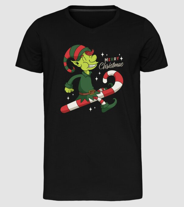 Crăciun Fericit Elf model negru pe tricou