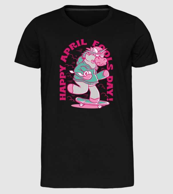 Ziua proștilor Unicorn model negru pe tricou
