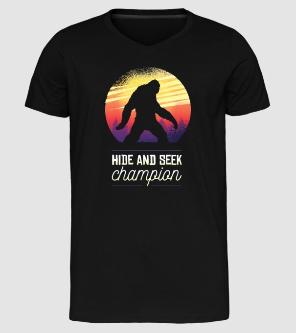 campion de-a v-ați ascunselea Yeti model negru pe tricou