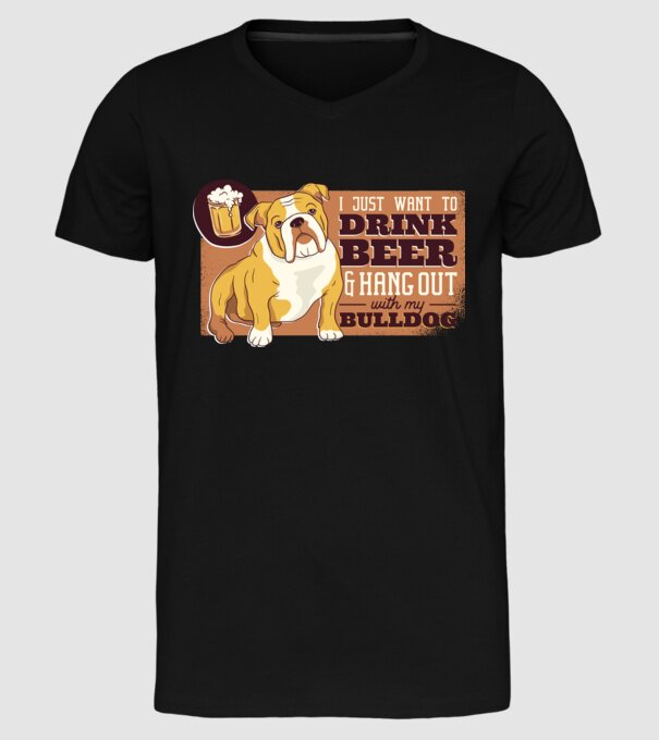 Bulldog și bere este tot ce am nevoie model negru pe tricou
