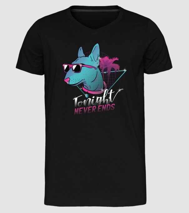Bullterrier Neon Retro tricou amuzant model negru pe tricou