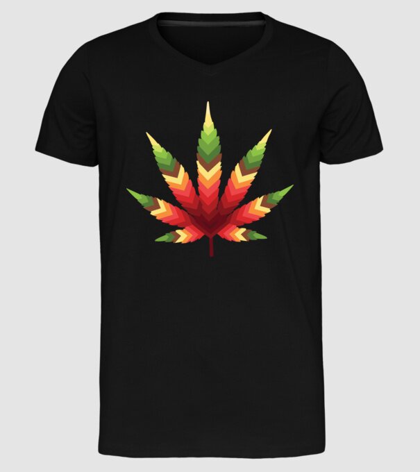 Frunză de canabis model negru pe tricou