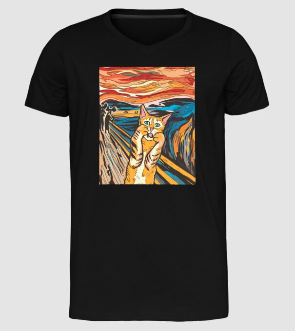 pictură Parodie Pisică model negru pe tricou