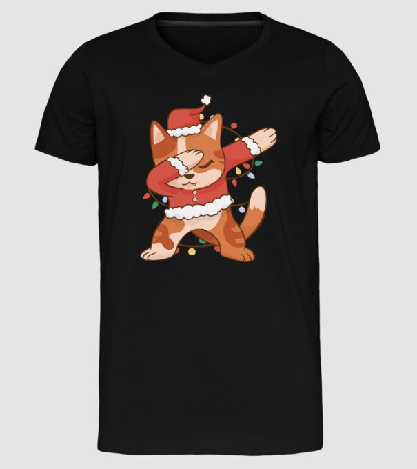 Pisică Crăciun DAB model negru pe tricou