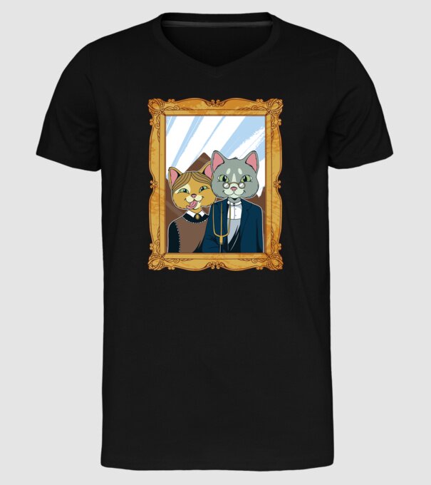 Portret Pisică model negru pe tricou