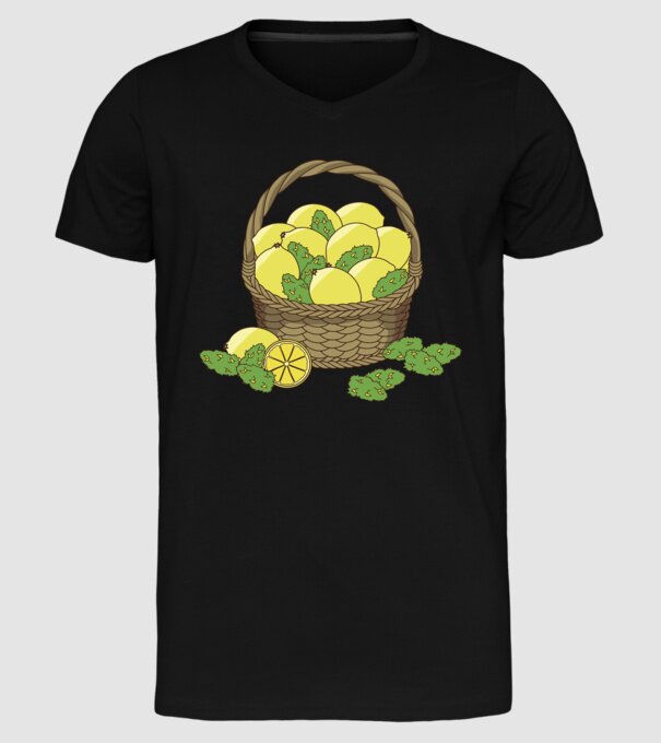 Coș de lămâi model negru pe tricou