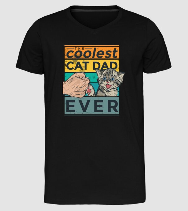 Coolest Cat Dad Ever - Cel mai tare tată cu pisică model negru pe tricou