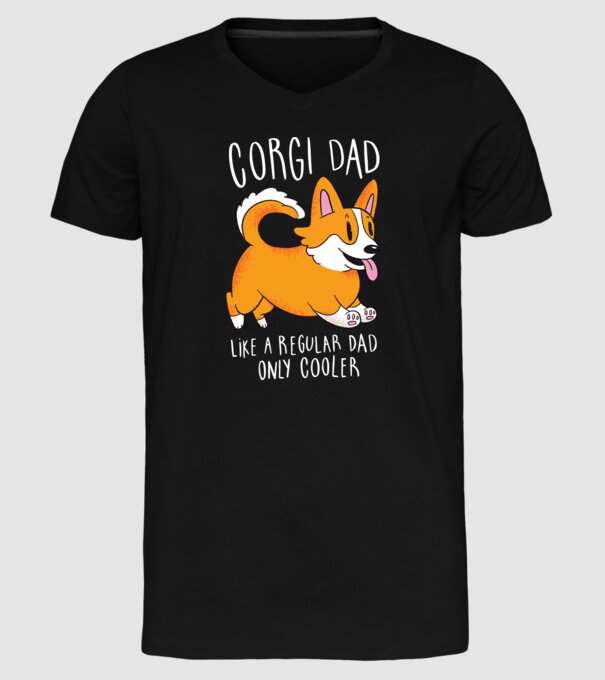Tată de Corgi model negru pe tricou