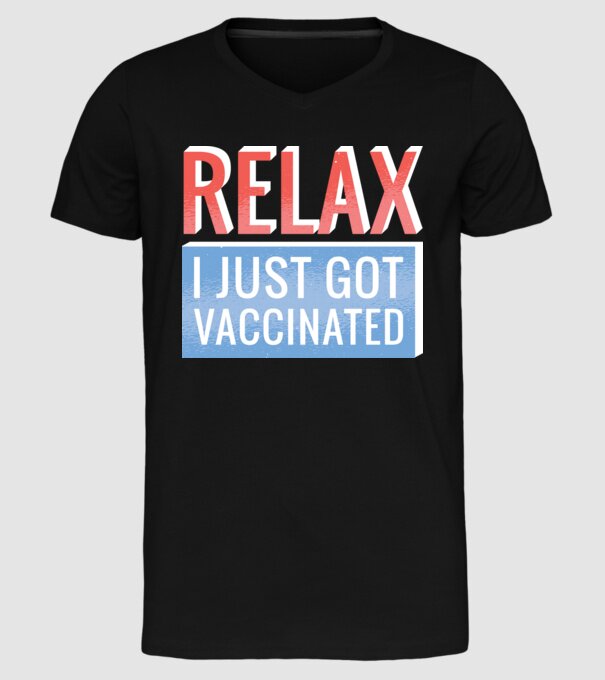 Fii calm, sunt vaccinat model negru pe tricou