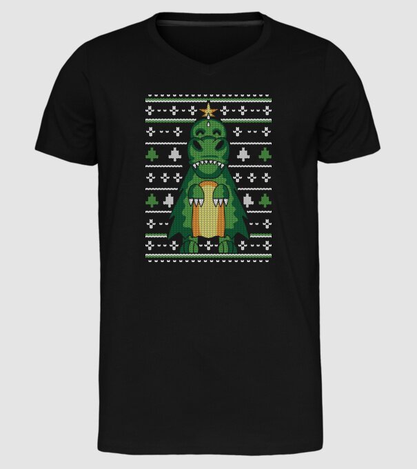 T-rex cu pulovăr urât model negru pe tricou