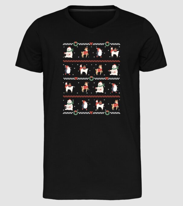 Pulover urât cu Animale drăguțe model negru pe tricou