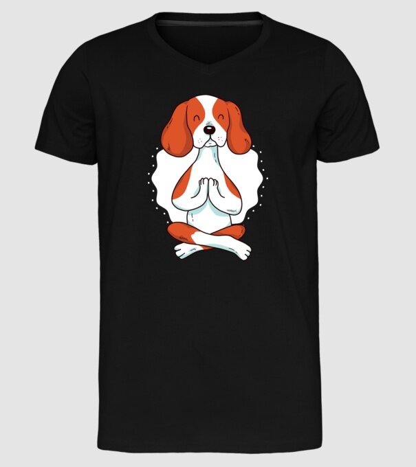 Yoga Drăguț Câine Beagle model negru pe tricou