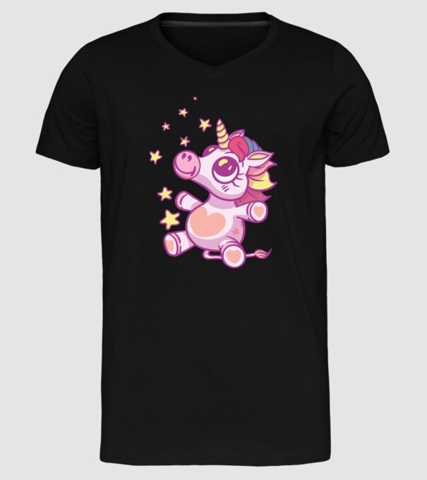 Unicorn drăguț model negru pe tricou