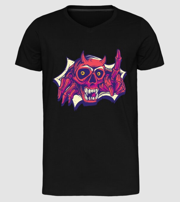 Craniu de Demon model negru pe tricou